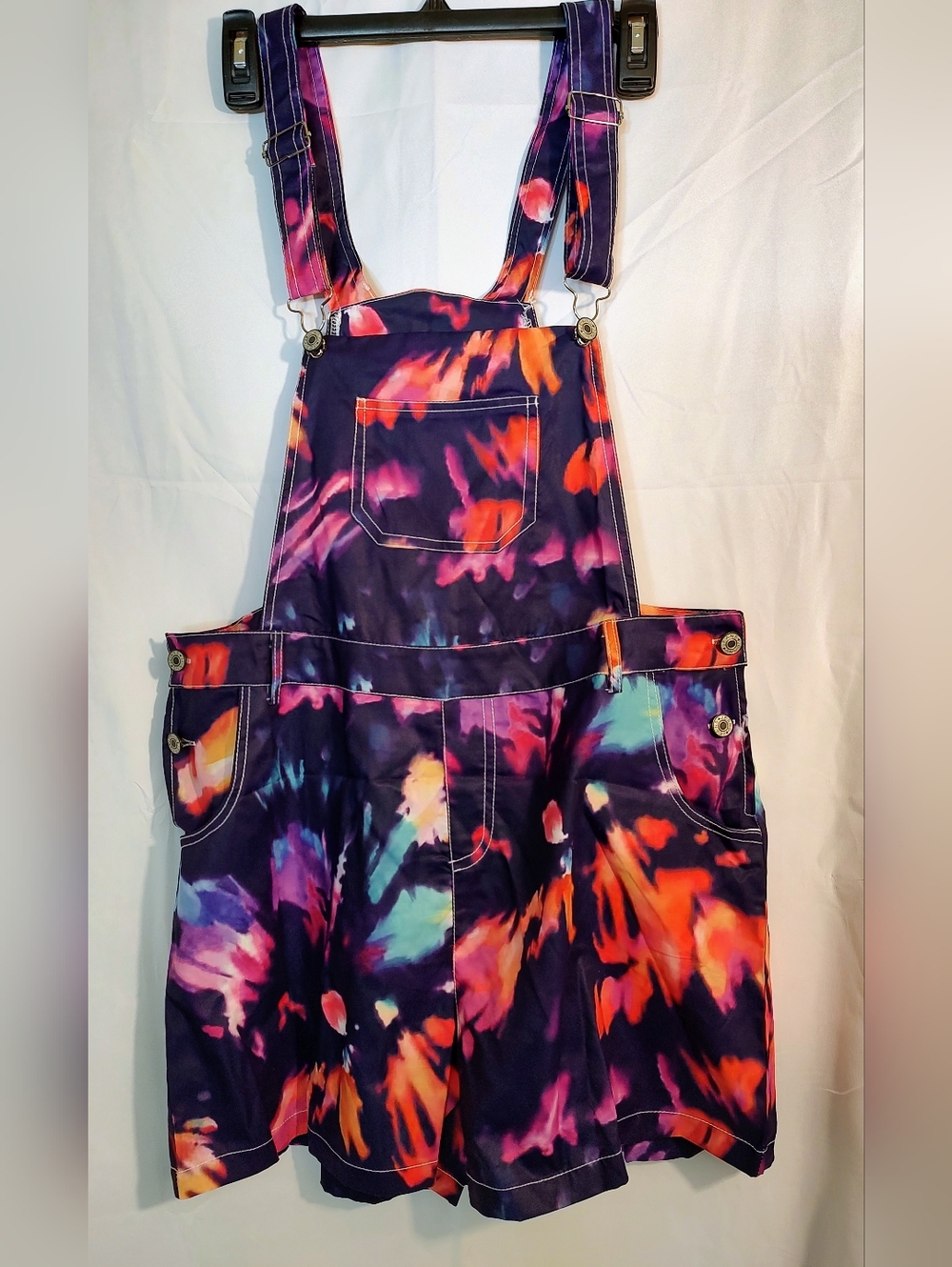 Colorful Tie-Dye Overalls - Purple & Multicolor